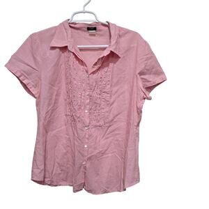 J.Crew Pink Striped Pintuck Button Shirt Women’s Size 4 100% Cotton